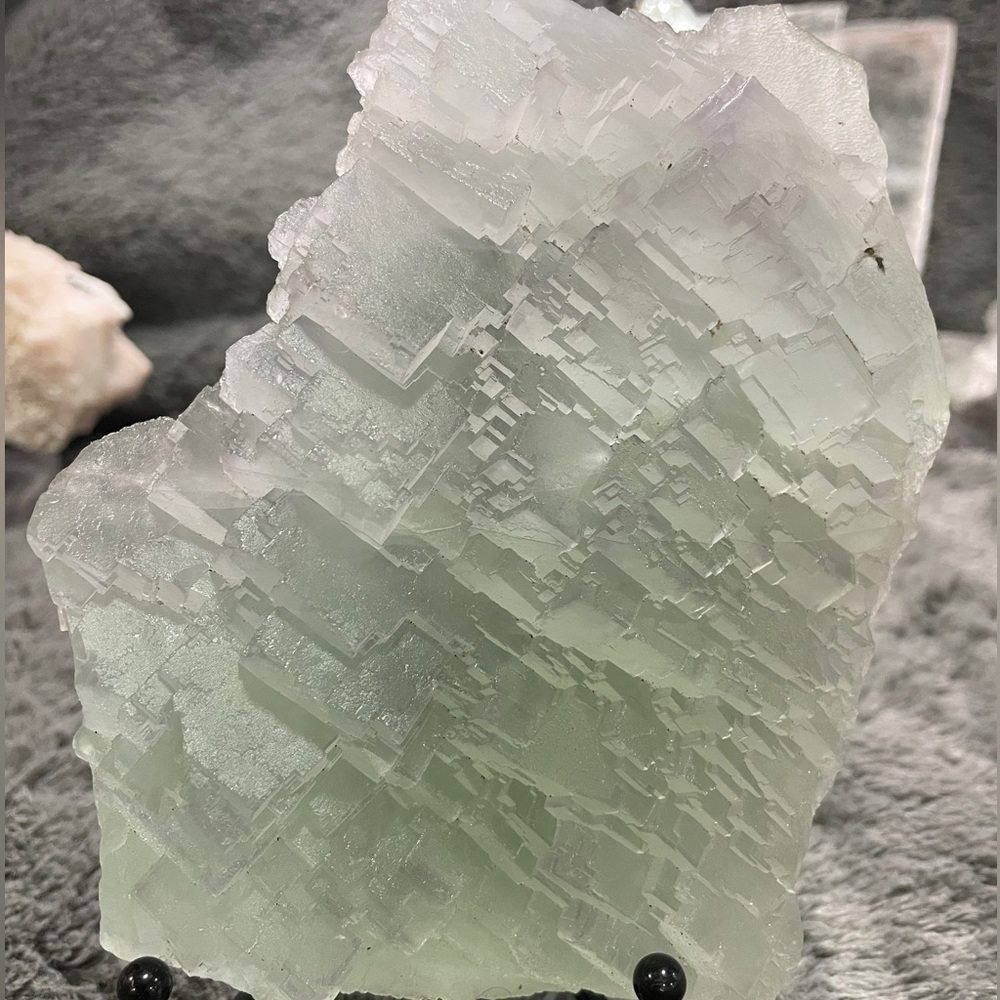6”x4” Semi Translucent green fluorite- xtra strong UV / detailed step structure